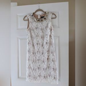 Adrianna Papell White Beaded Dress